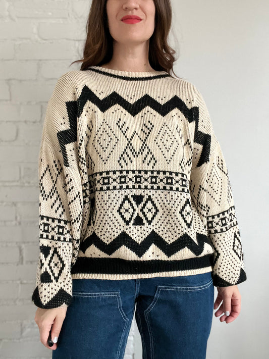 Geometrical Apres Ski Sweater - Size XL