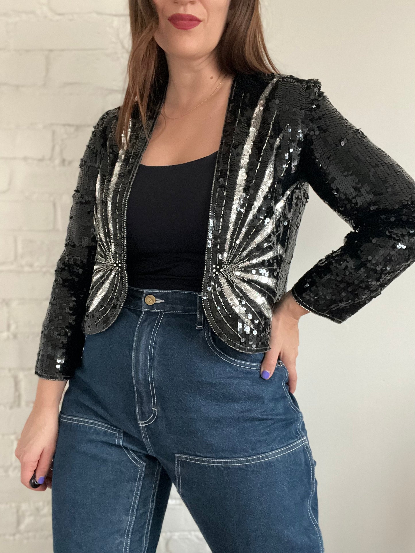 Star Burst Sequins Cardigan - S/M