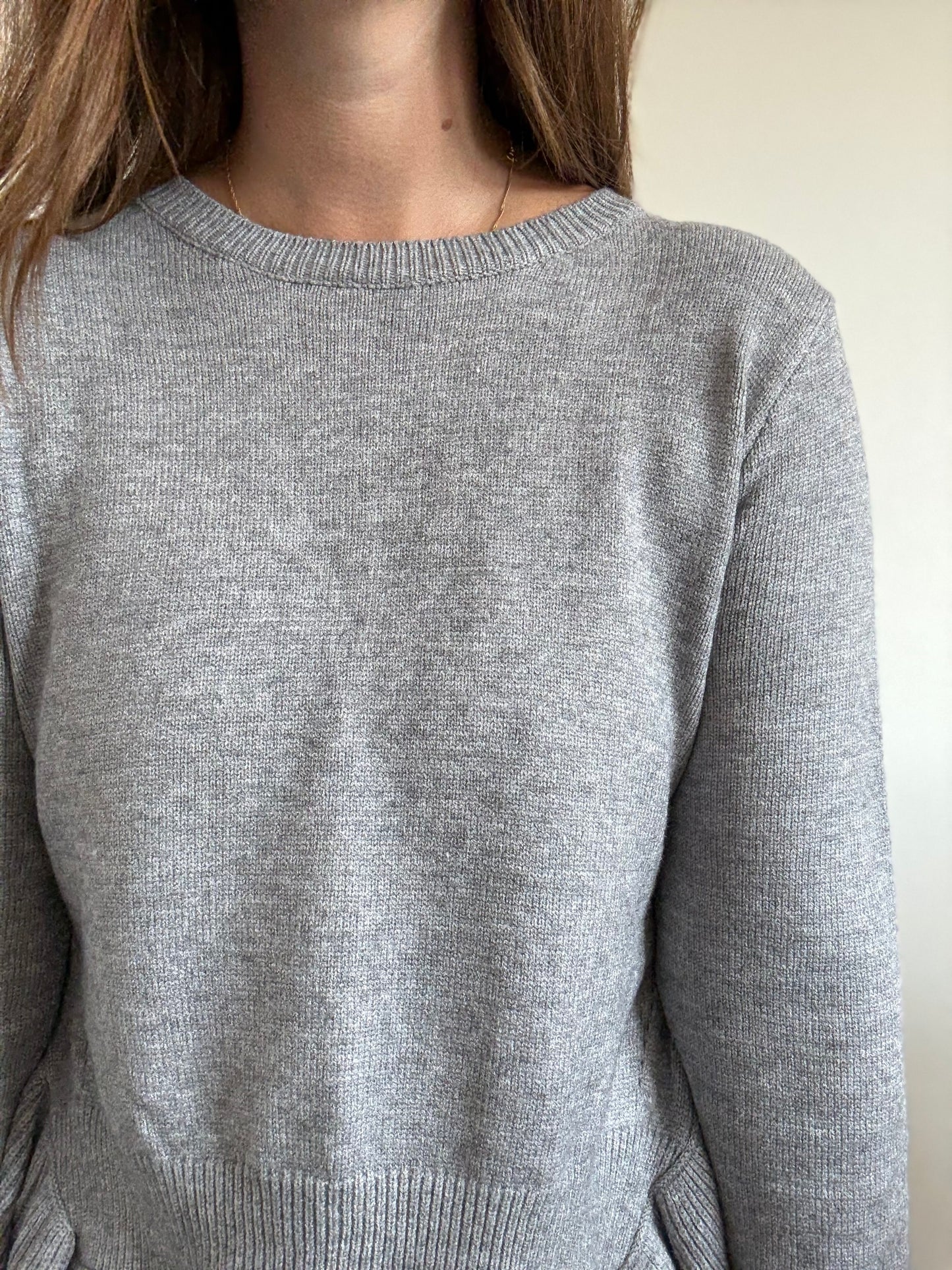 Ruffle Flounce Grey Sweater - Size L