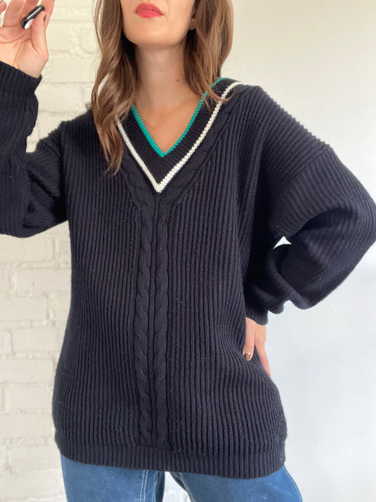 Oversized Varsity Knit Sweater - L/XL