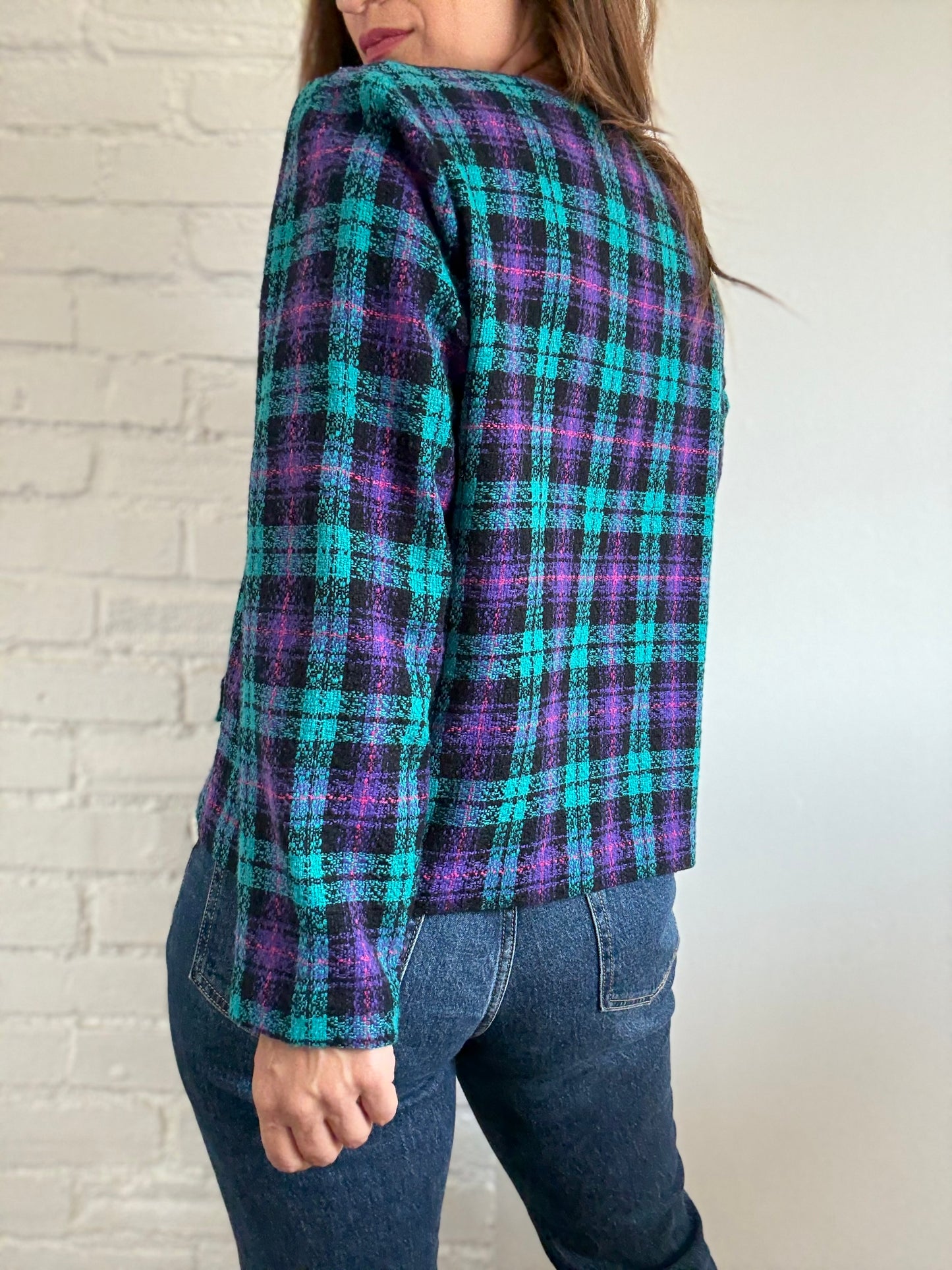 Retro Plaid Blazer - Size XL