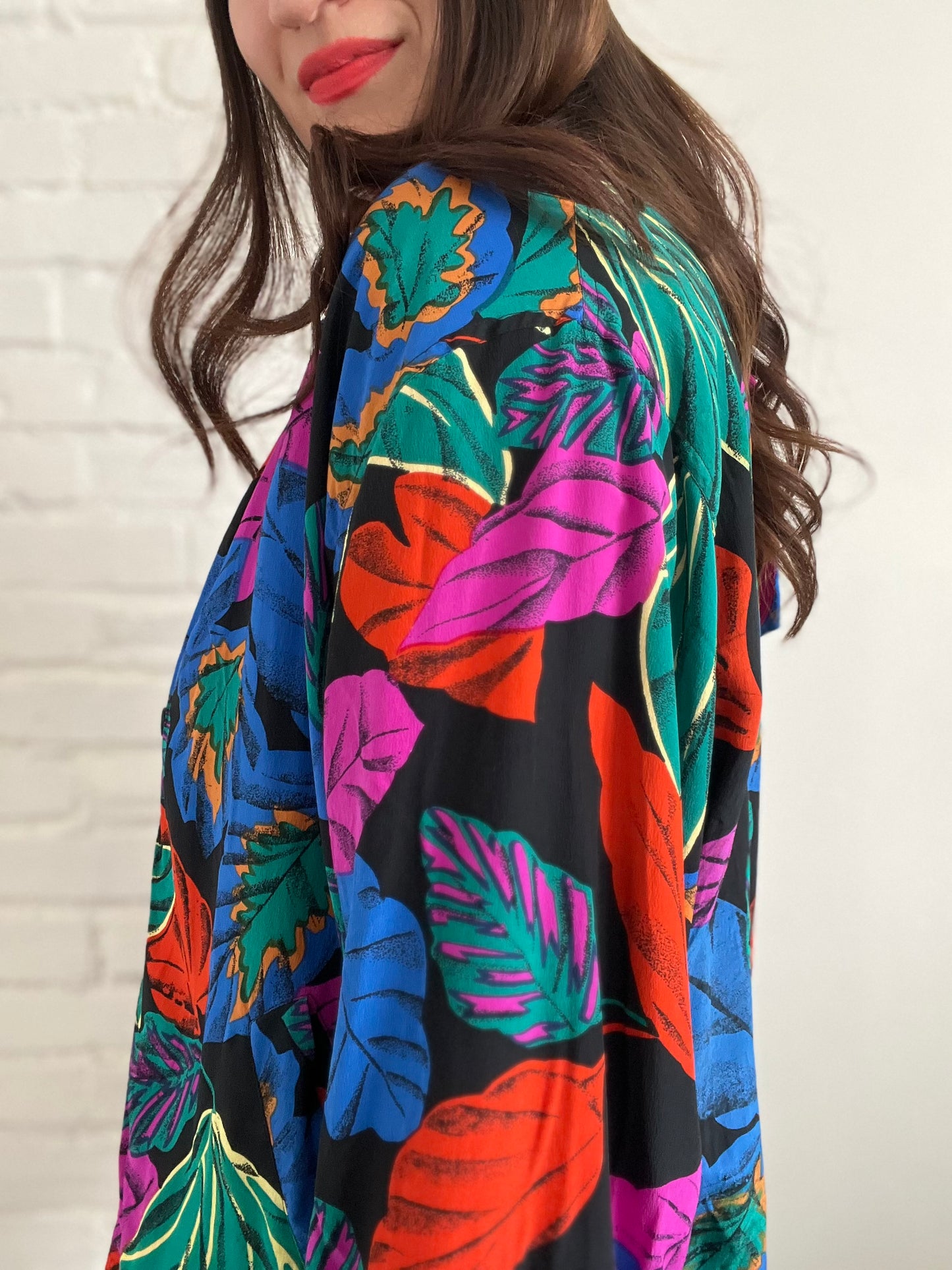 Double-Sided Silk Leaves Bomber - Size L/XL
