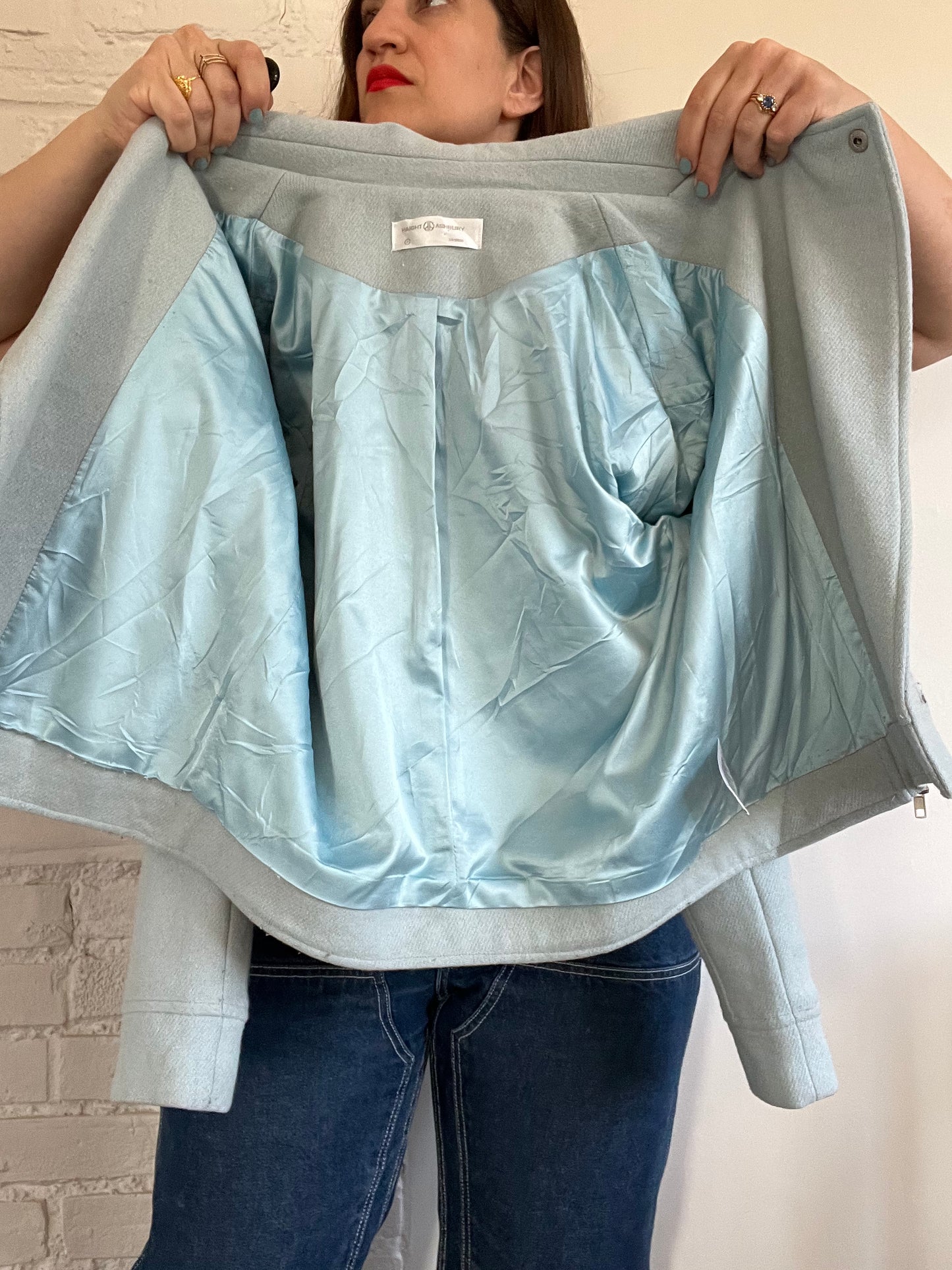 Powder Blue Moto Wool Jacket - S