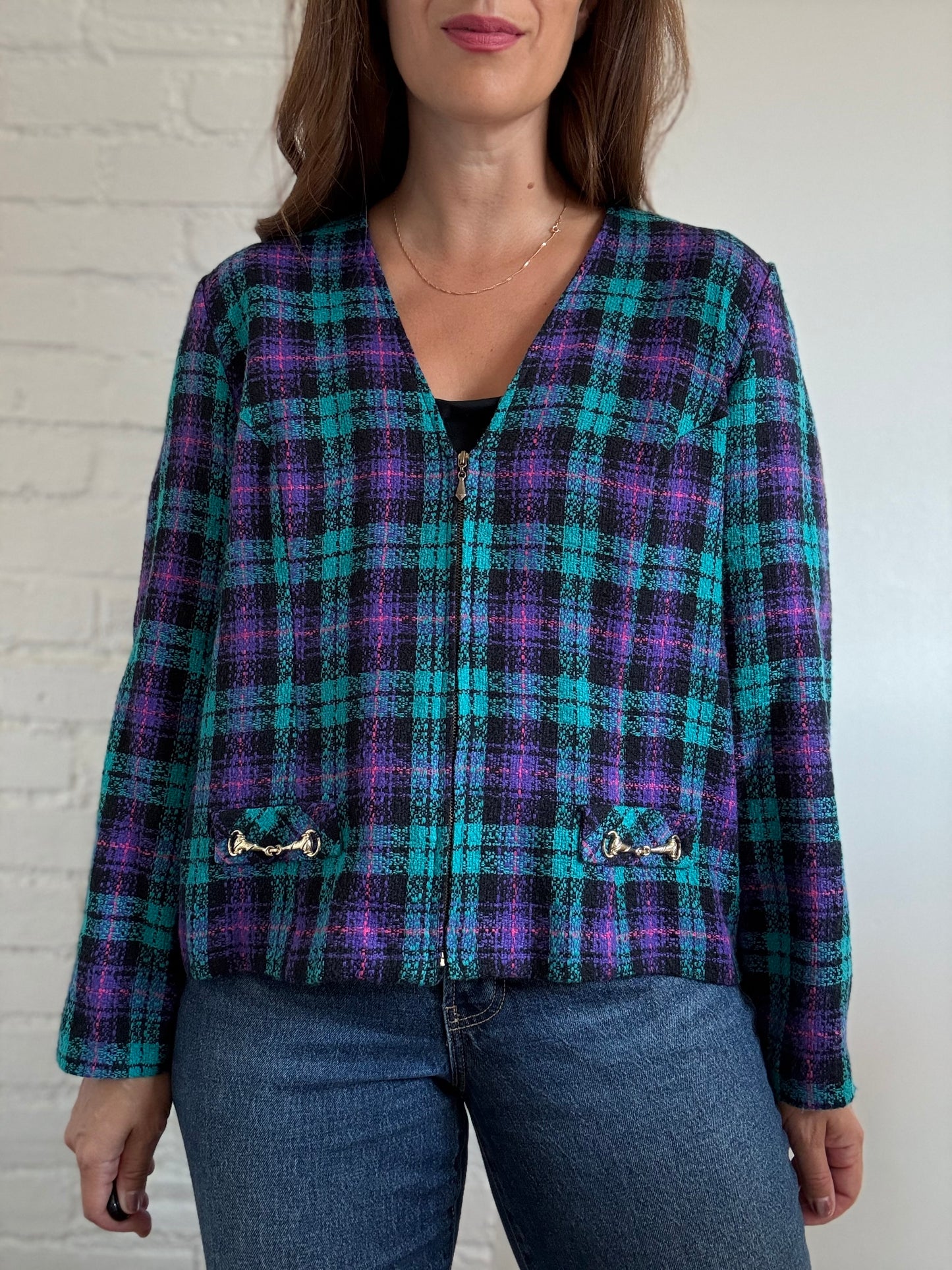 Retro Plaid Blazer - Size XL