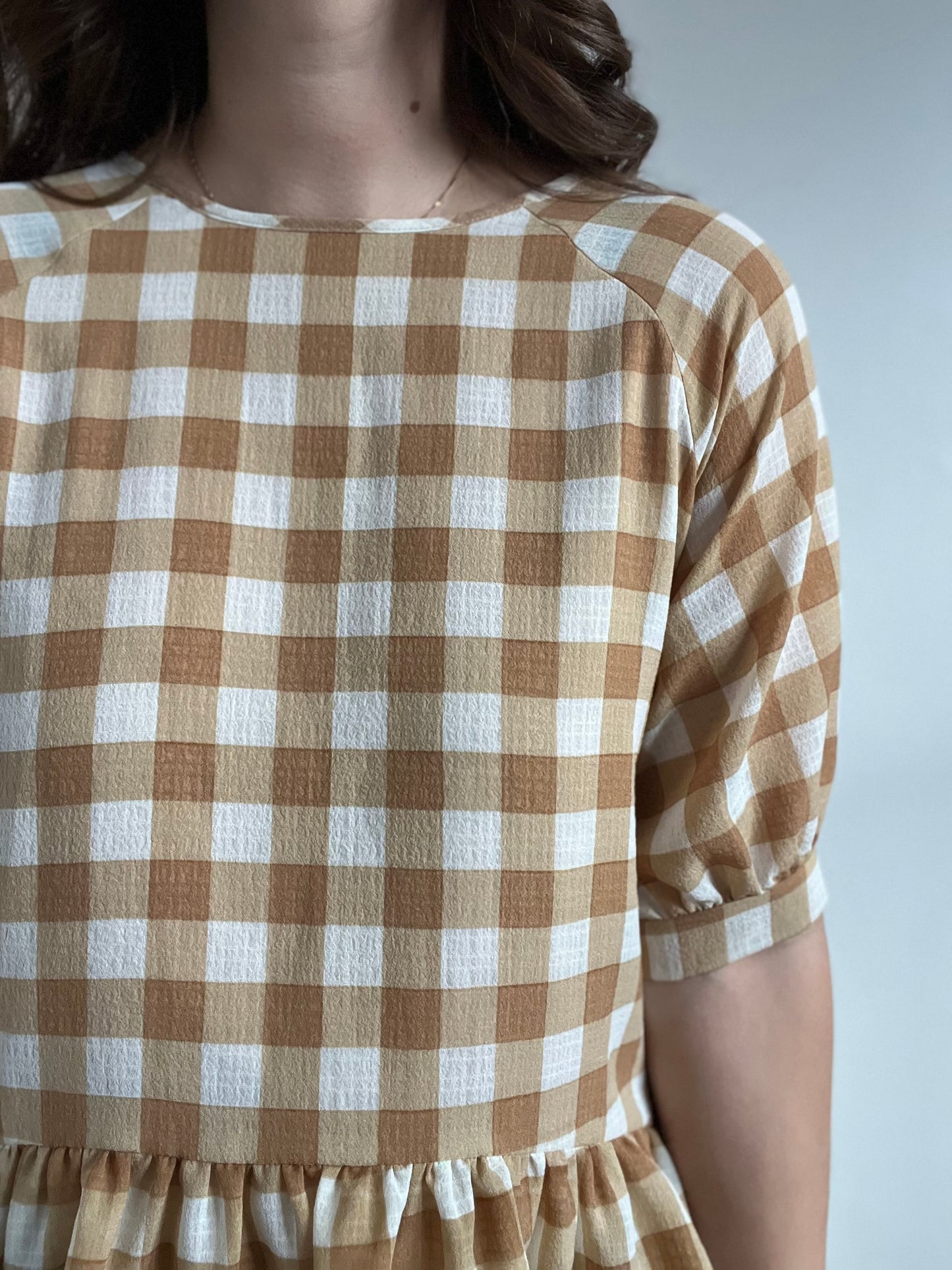 Gingham Neutral Top - Sz. M