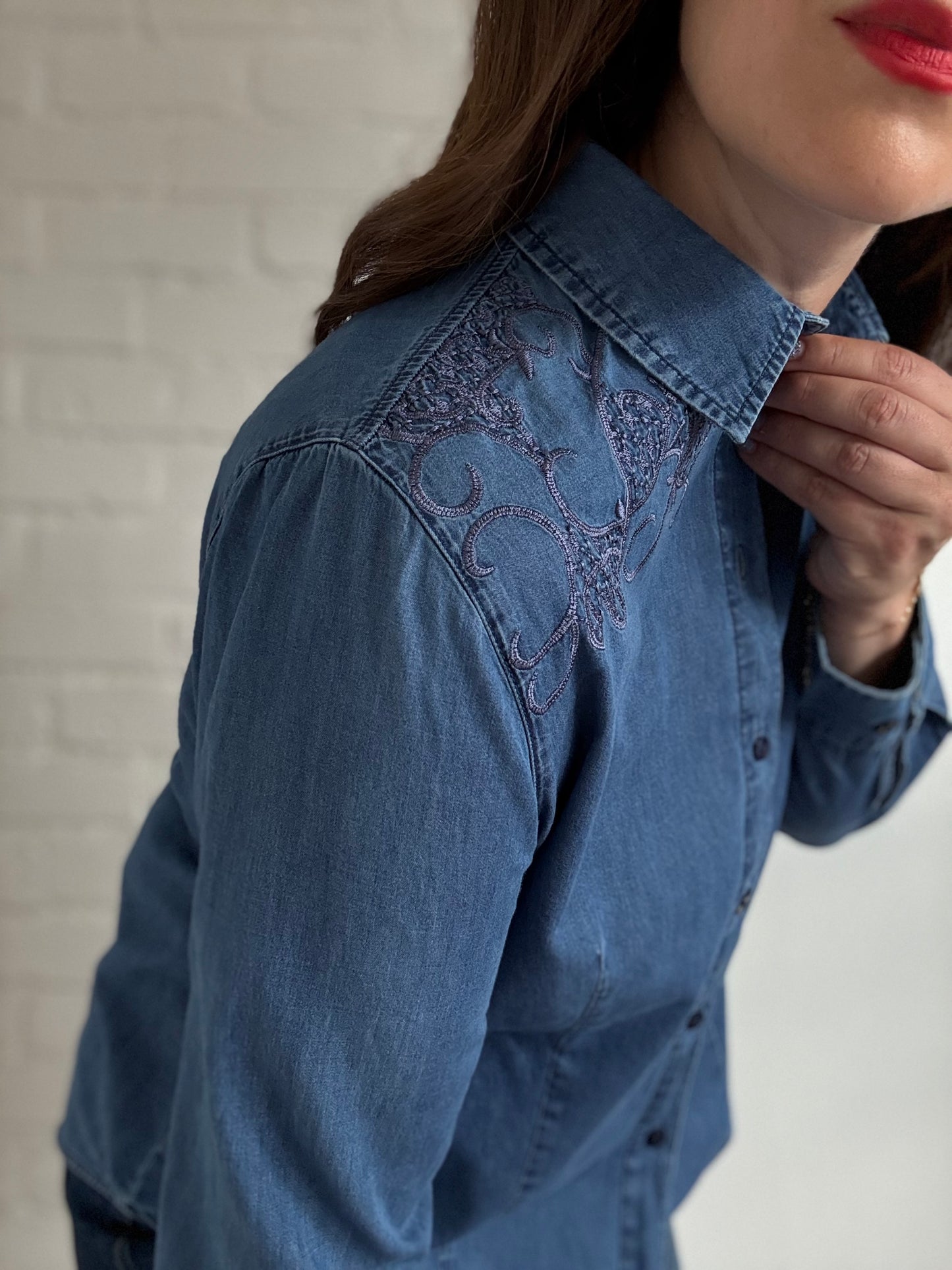 Chambray Cotton Denim Shirt - Size L