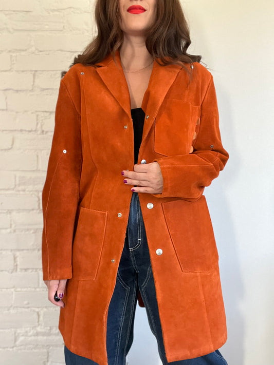 Burnt Orange Suede Jacket - S/M