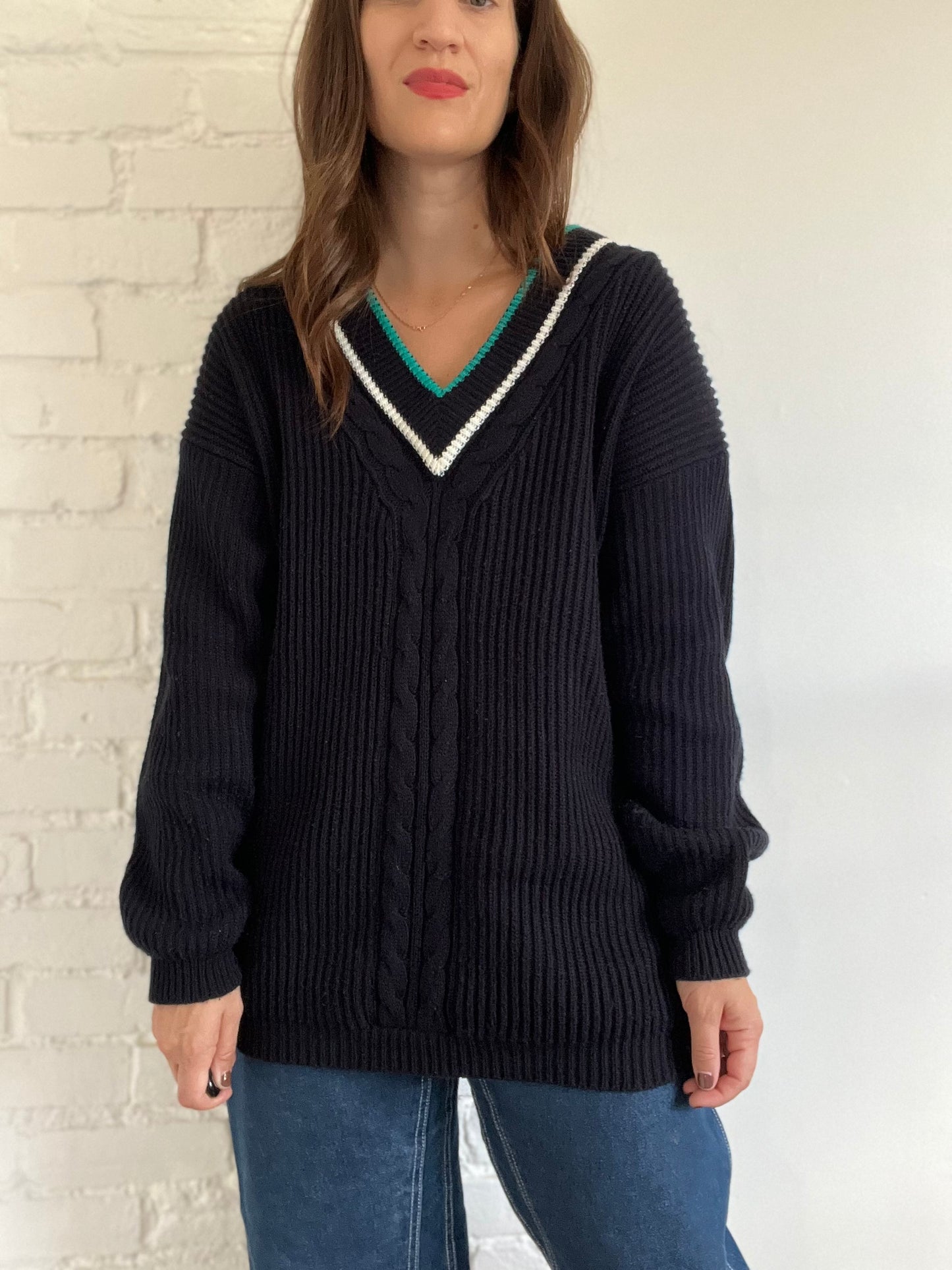 Oversized Varsity Knit Sweater - L/XL