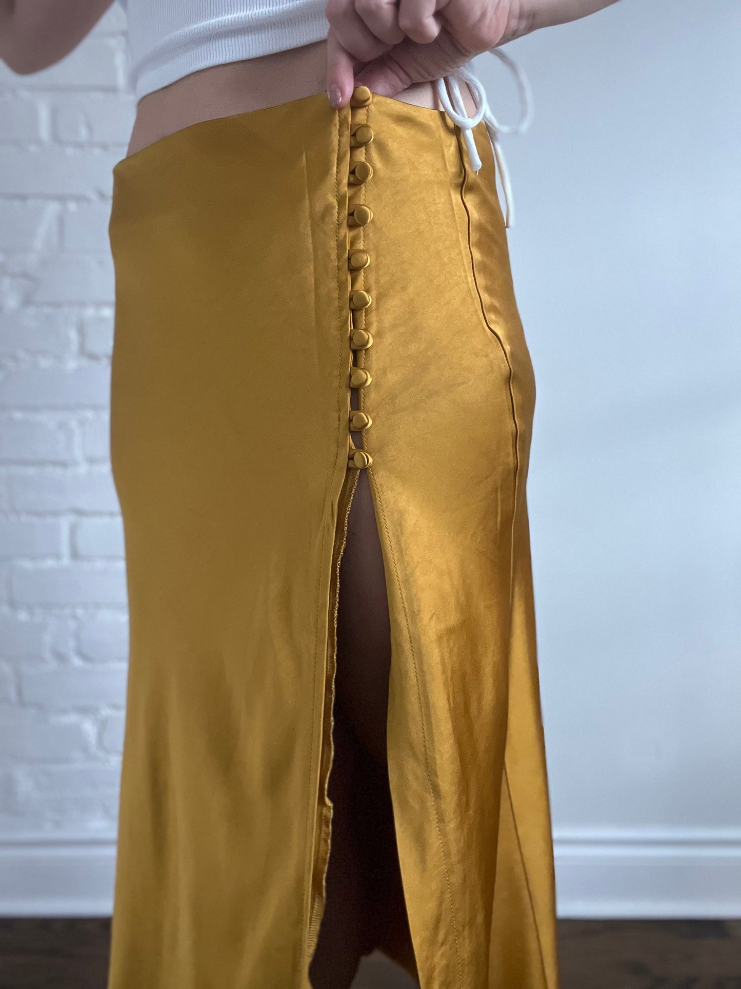 Gold Satin Asymmetrical Skirt - Size XL/XXL
