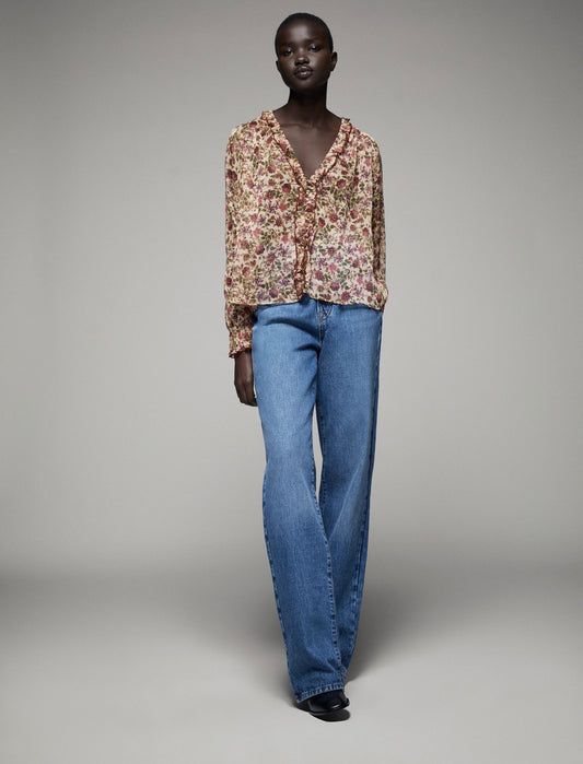 Sheer Floral Blouse - XS (oversized)