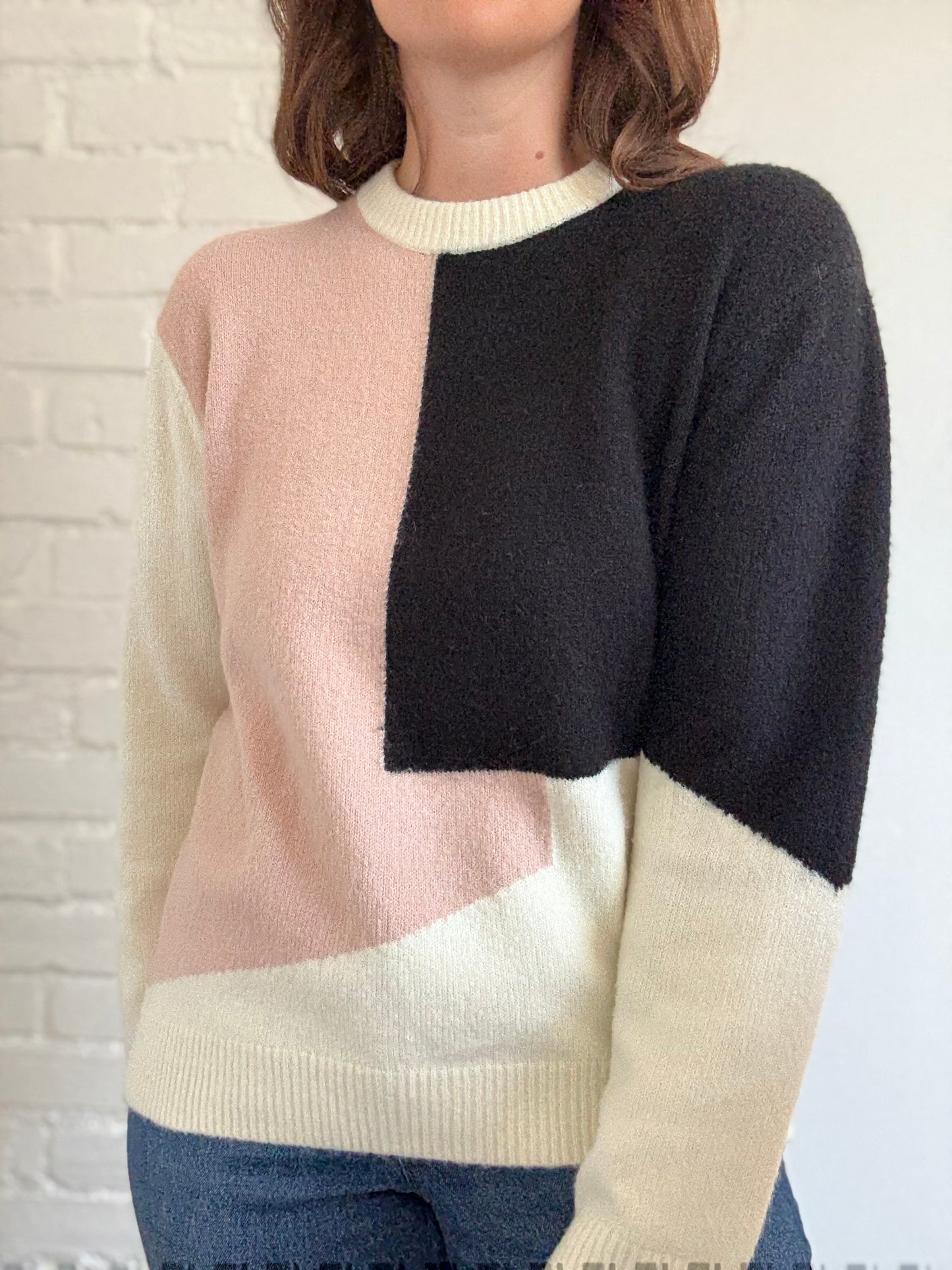 Oak + Fort Cozy Geometric Sweater - Size S (oversized)