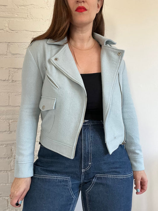 Powder Blue Moto Wool Jacket - S