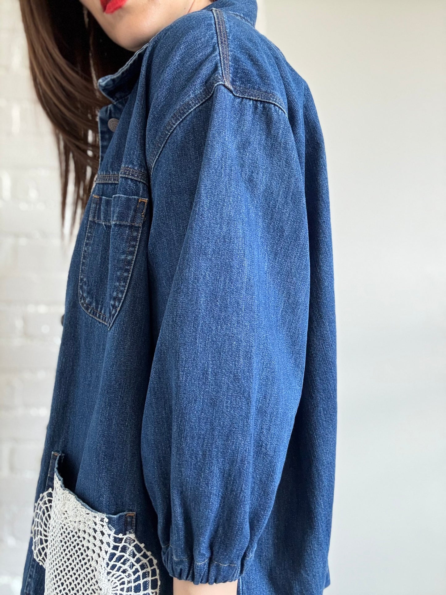 Boho Denim Jean Jacket - Sz. L