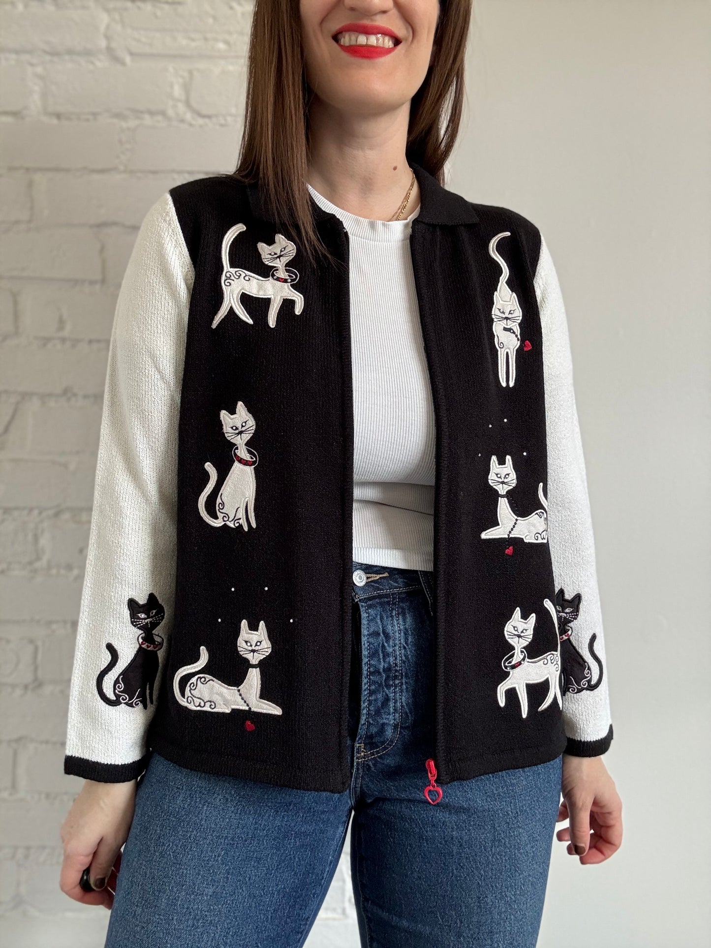 Siamese Cat Cardigan - Size M