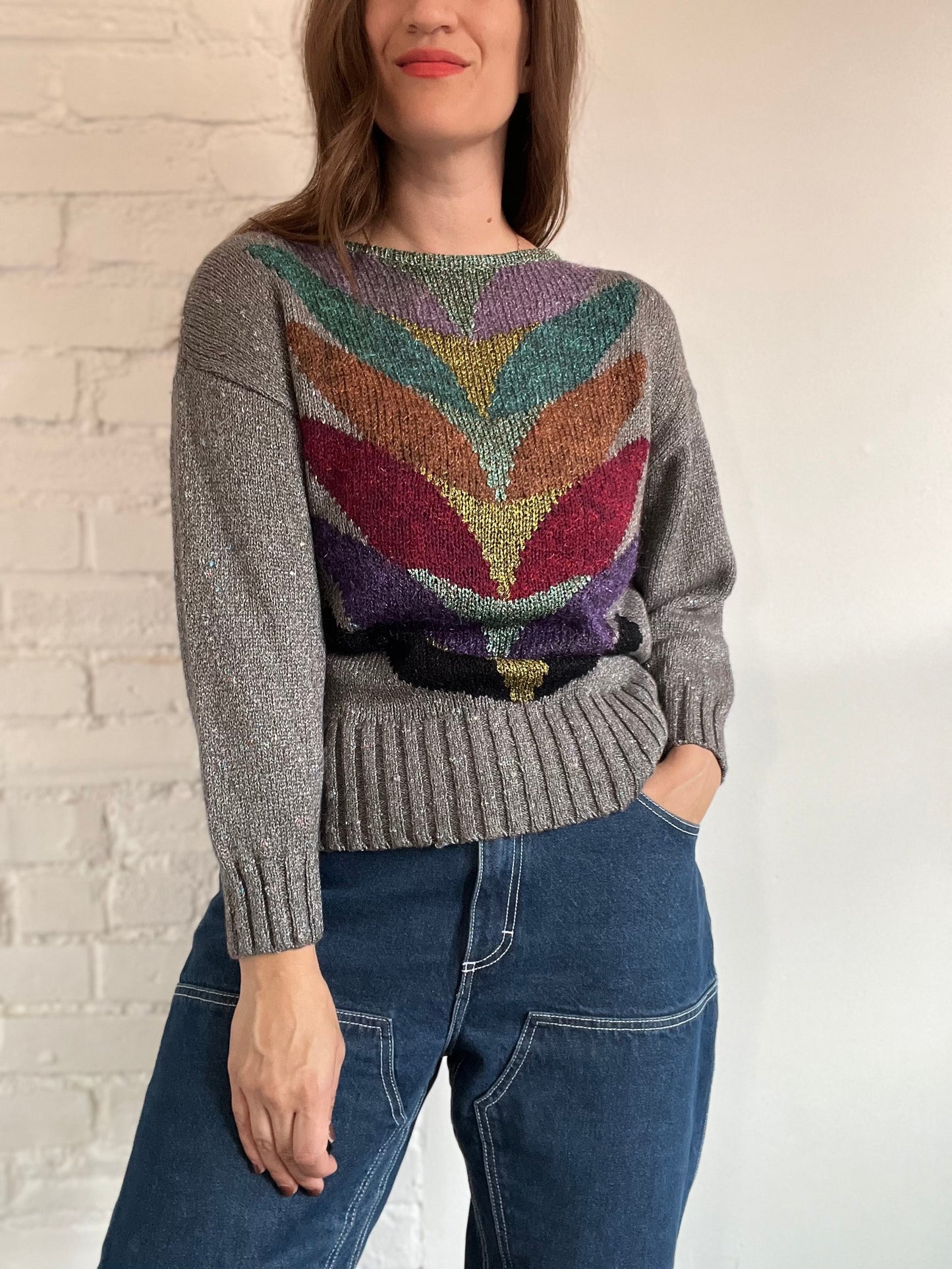 Metallic Colourful Knit Sweater - Size M