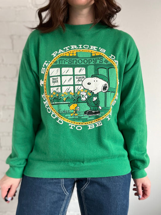 80s Vintage Snoopy St. Patrick's Sweatshirt - L/XL