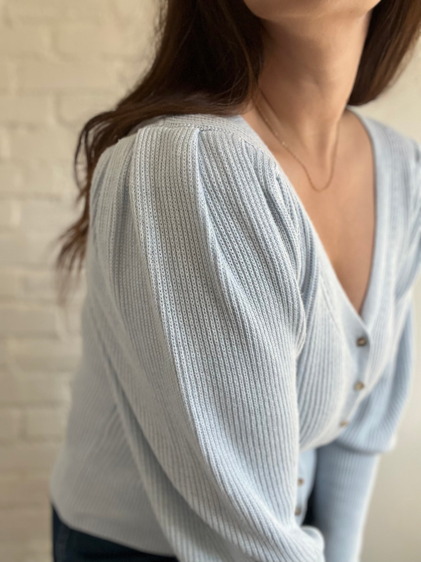 Ice Blue Cardigan Knit - L