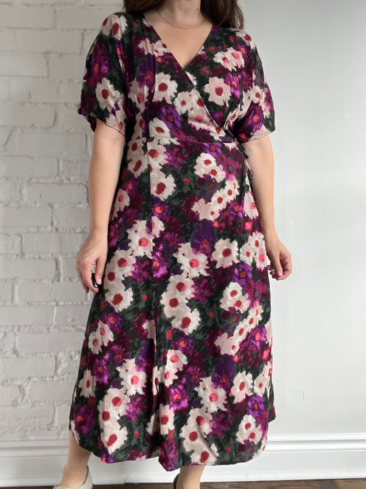 Midi Wrap Floral Dress - M