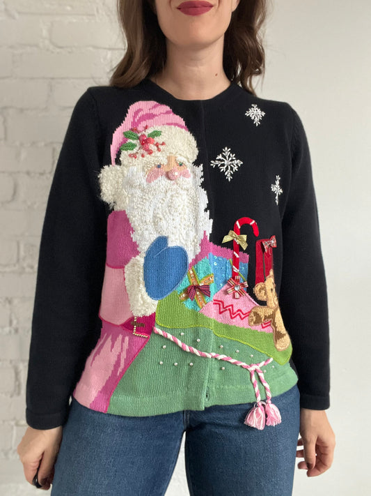 Pink Santa Sweater - L