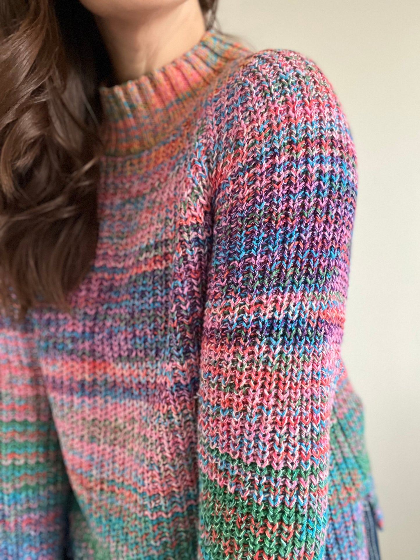Rainbow Marled Sweater - Size XS (Oversized)