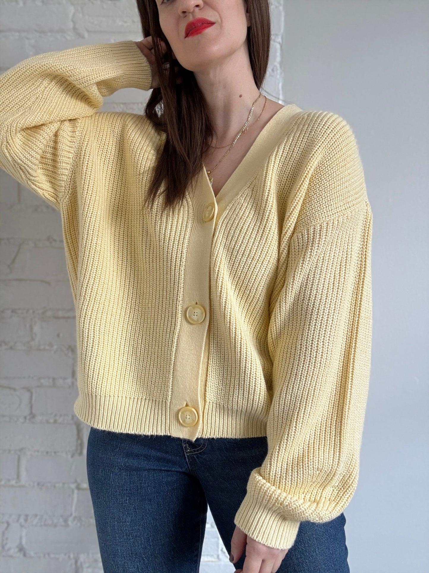 Butter Yellow Knit Cardigan - Sz. XXL