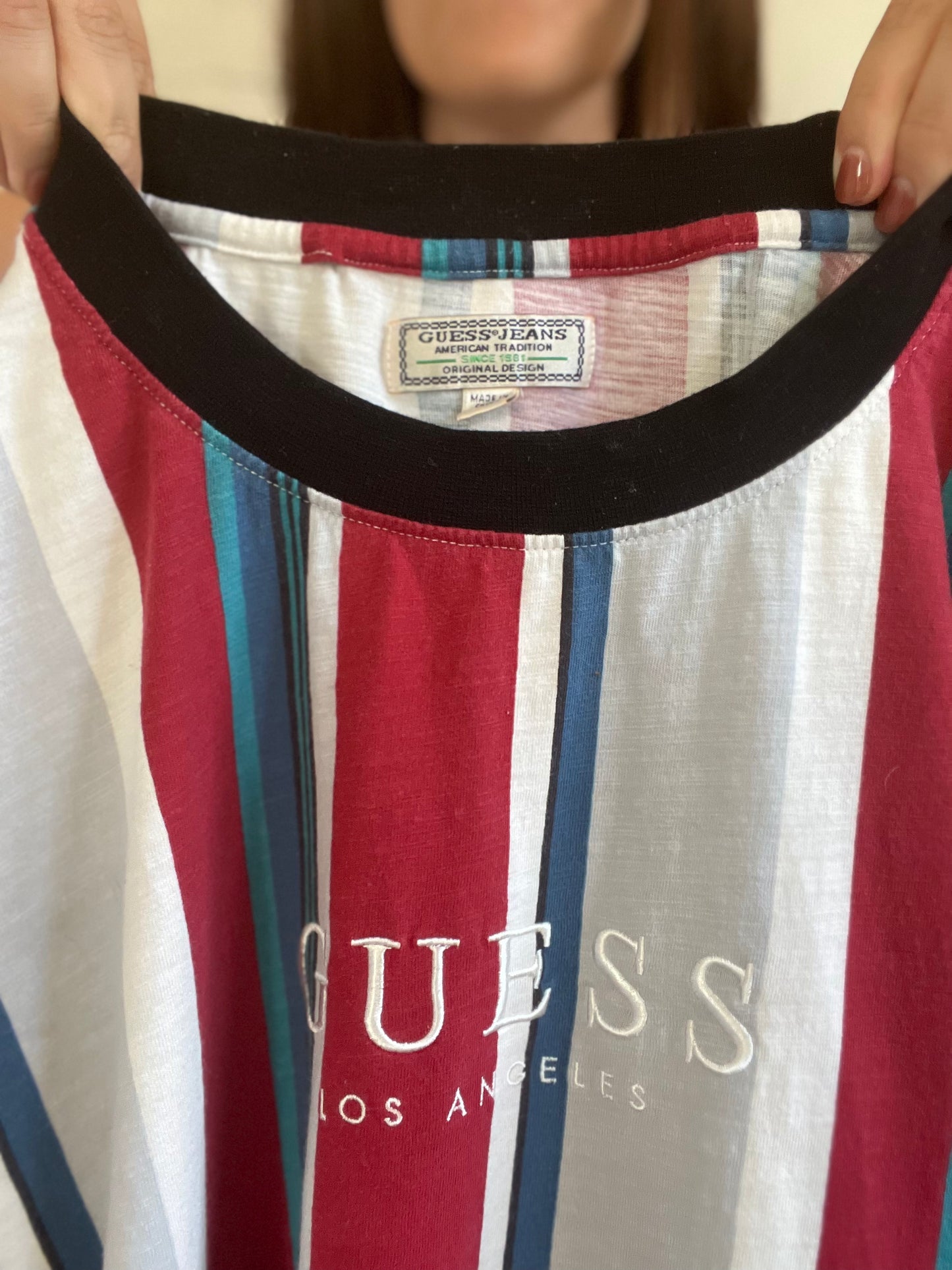 Vintage GUESS L.A. Striped T-shirt - XL