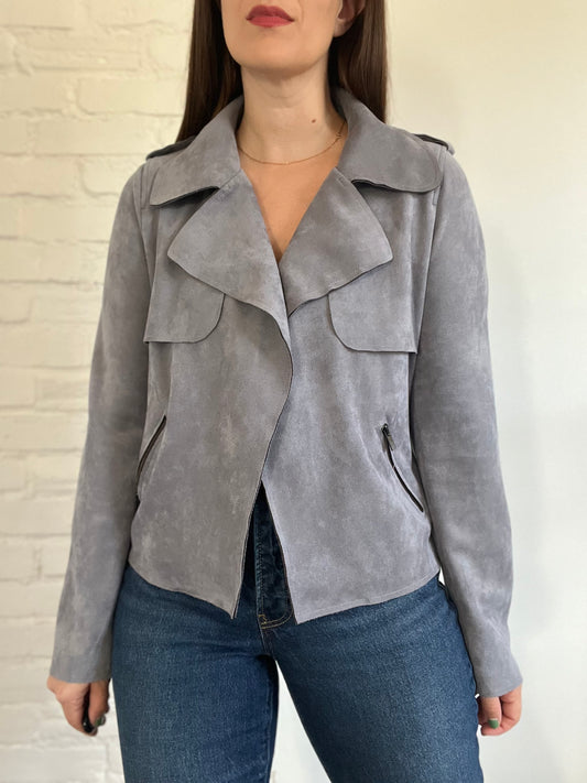 Faux-Suede Moto Jacket - M