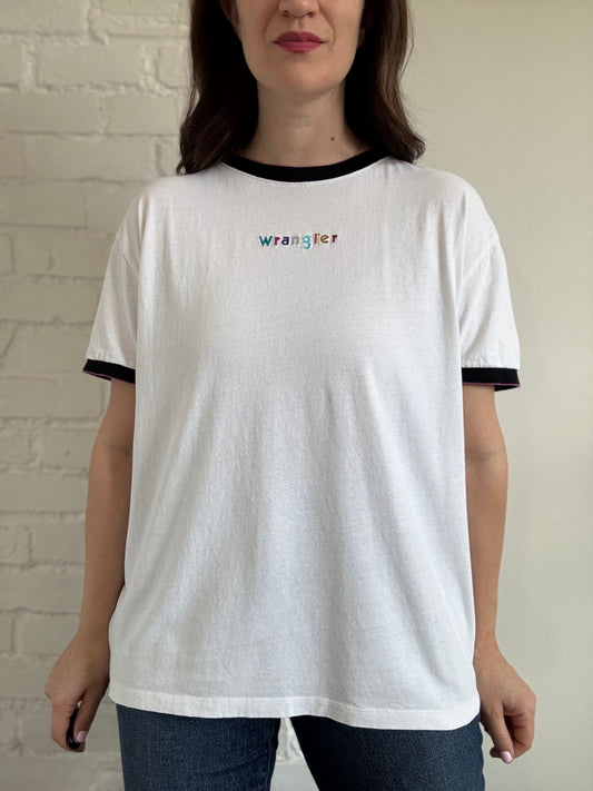 Rainbow Wrangler Ringer T-Shirt - Sz. L