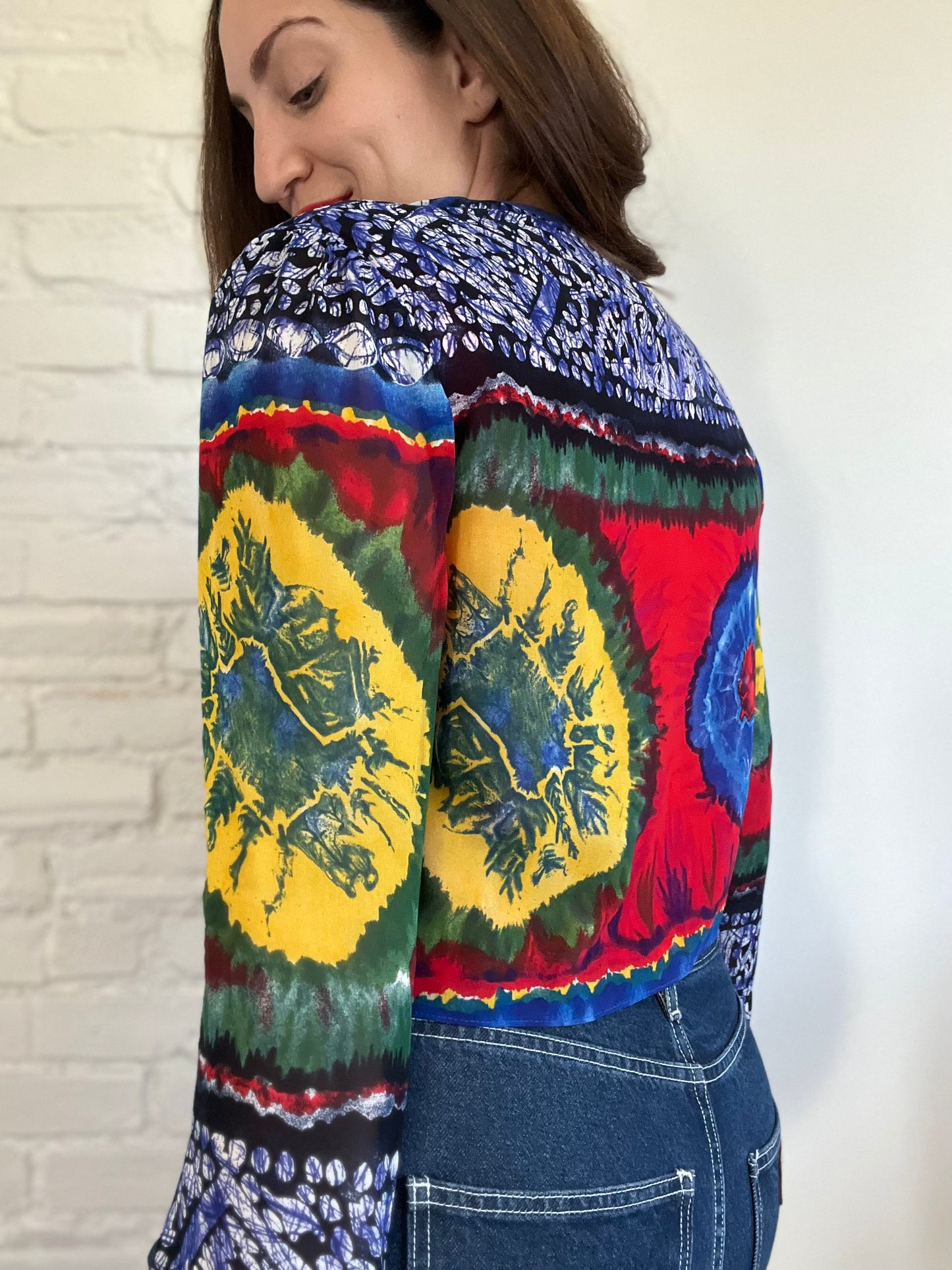 Vintage Tie Dye Crop Cardigan - S