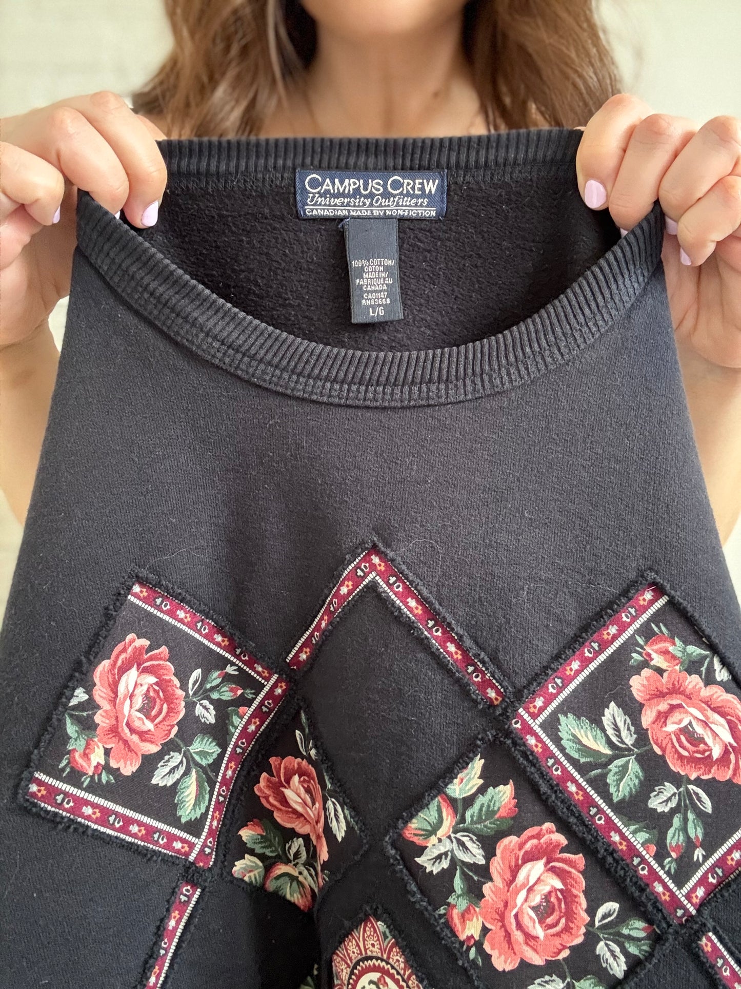 Quilted Floral Crewneck - Sz. XL