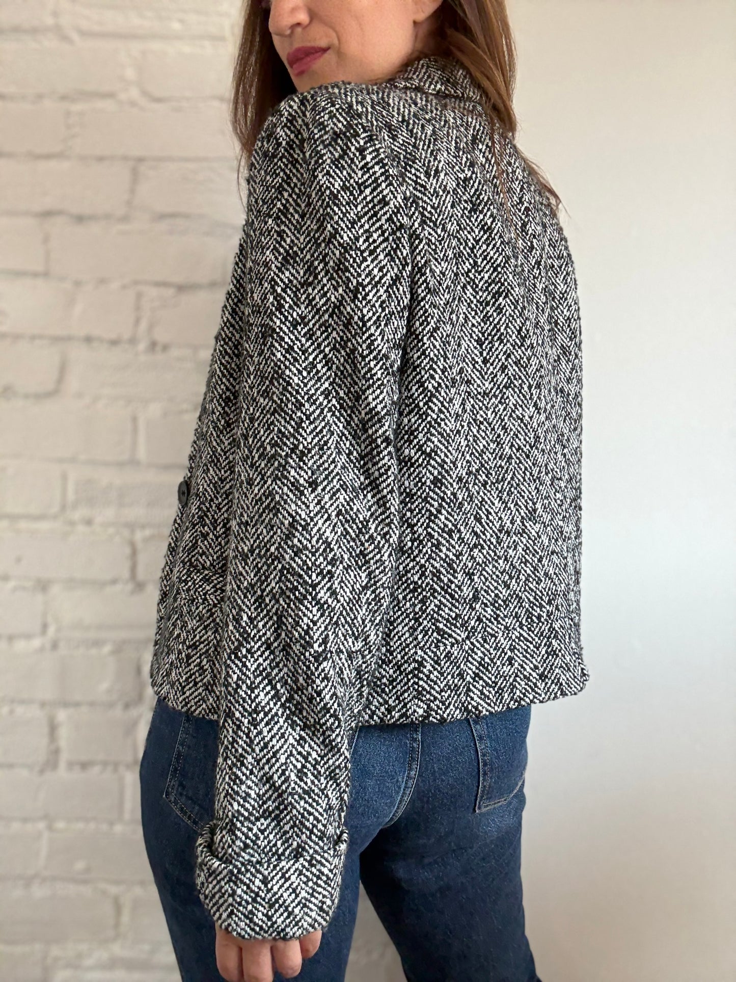 J Crew Herringbone Wool Blazer - Size L
