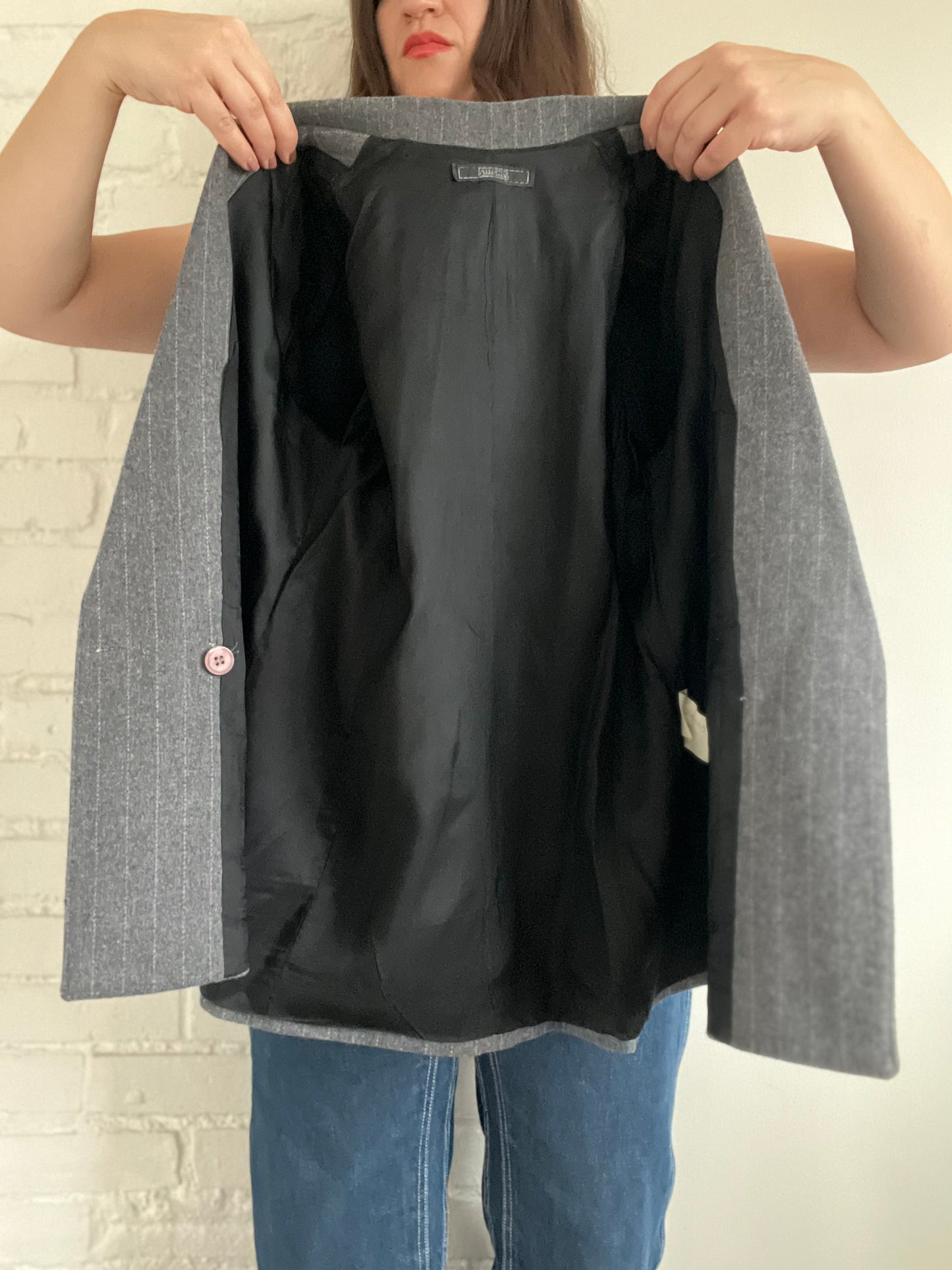 Pinstripe Double-Breasted Blazer - Size M