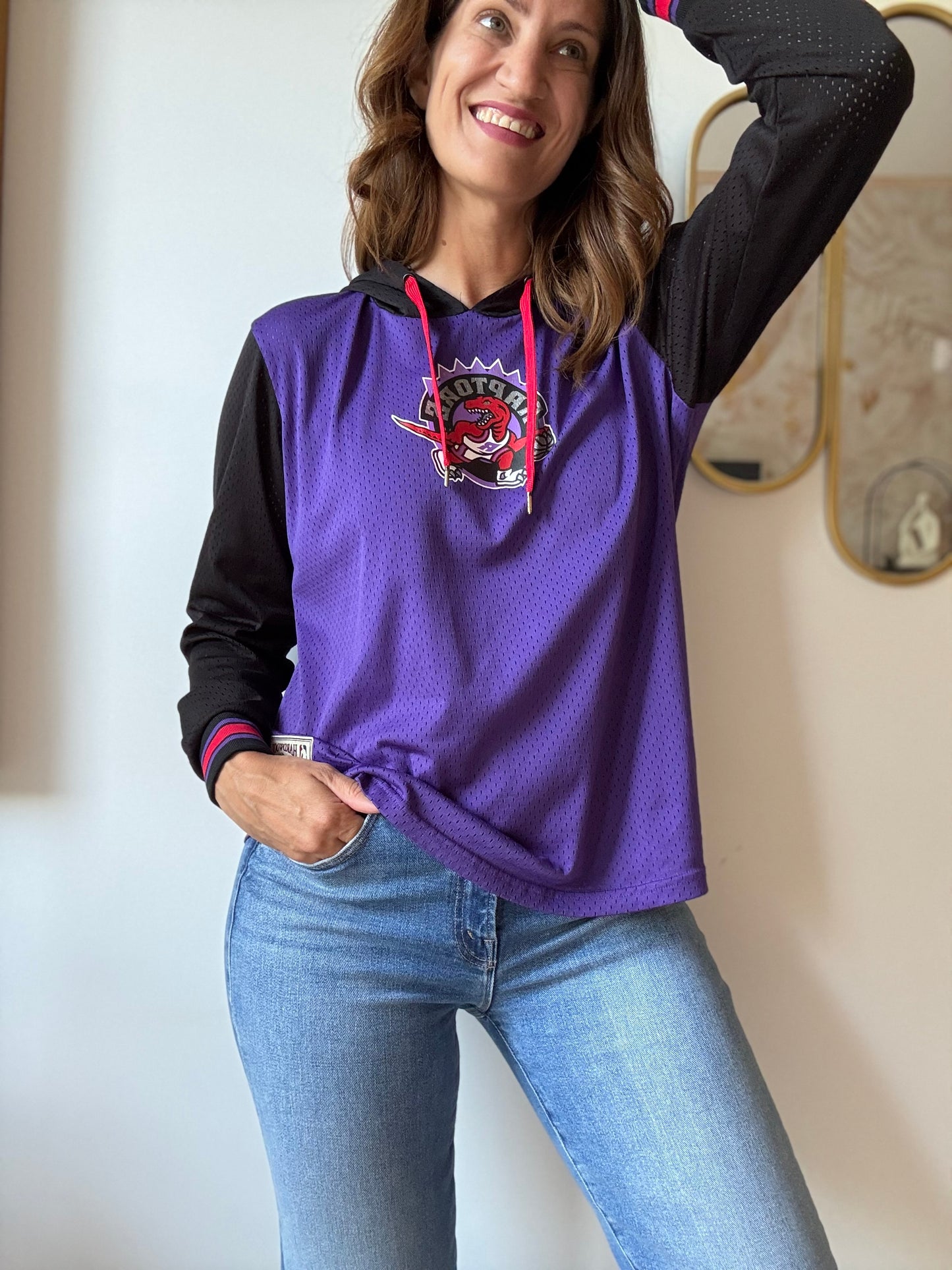 Raptors Harwood Buzzer Beater Mesh Hoodie - Size L (Womens)