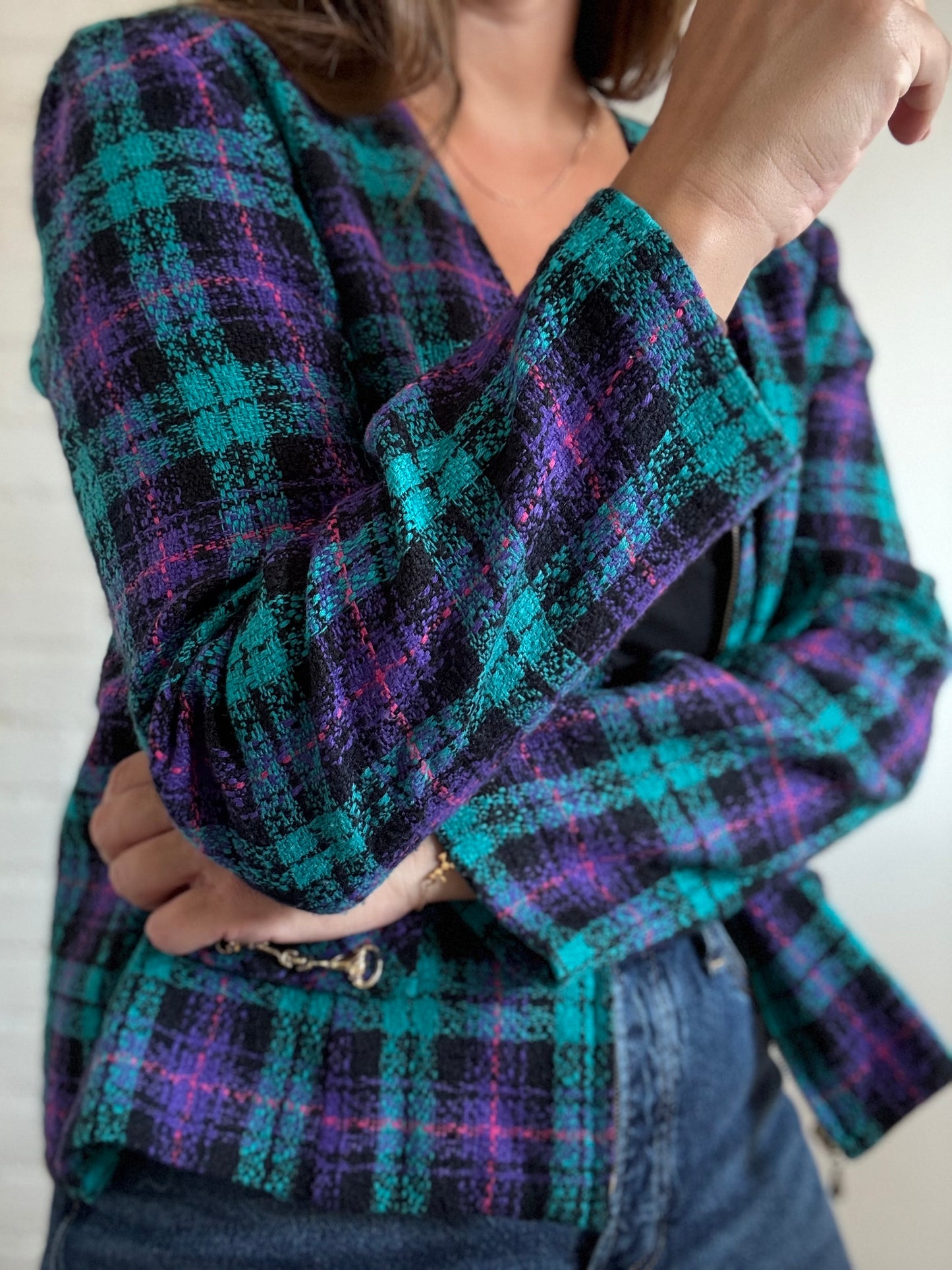 Retro Plaid Blazer - Size XL