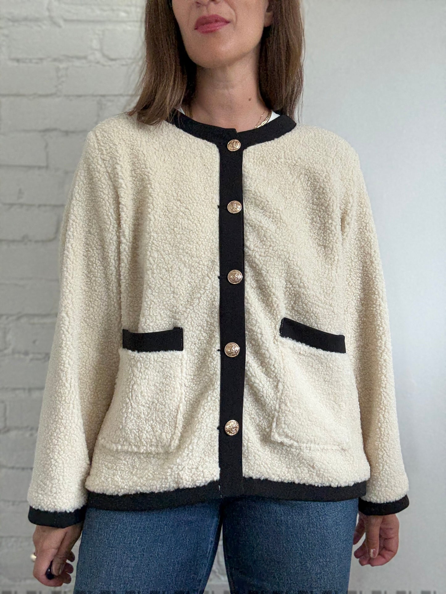Teddy Boucle Ivory Coat- Size L/XL