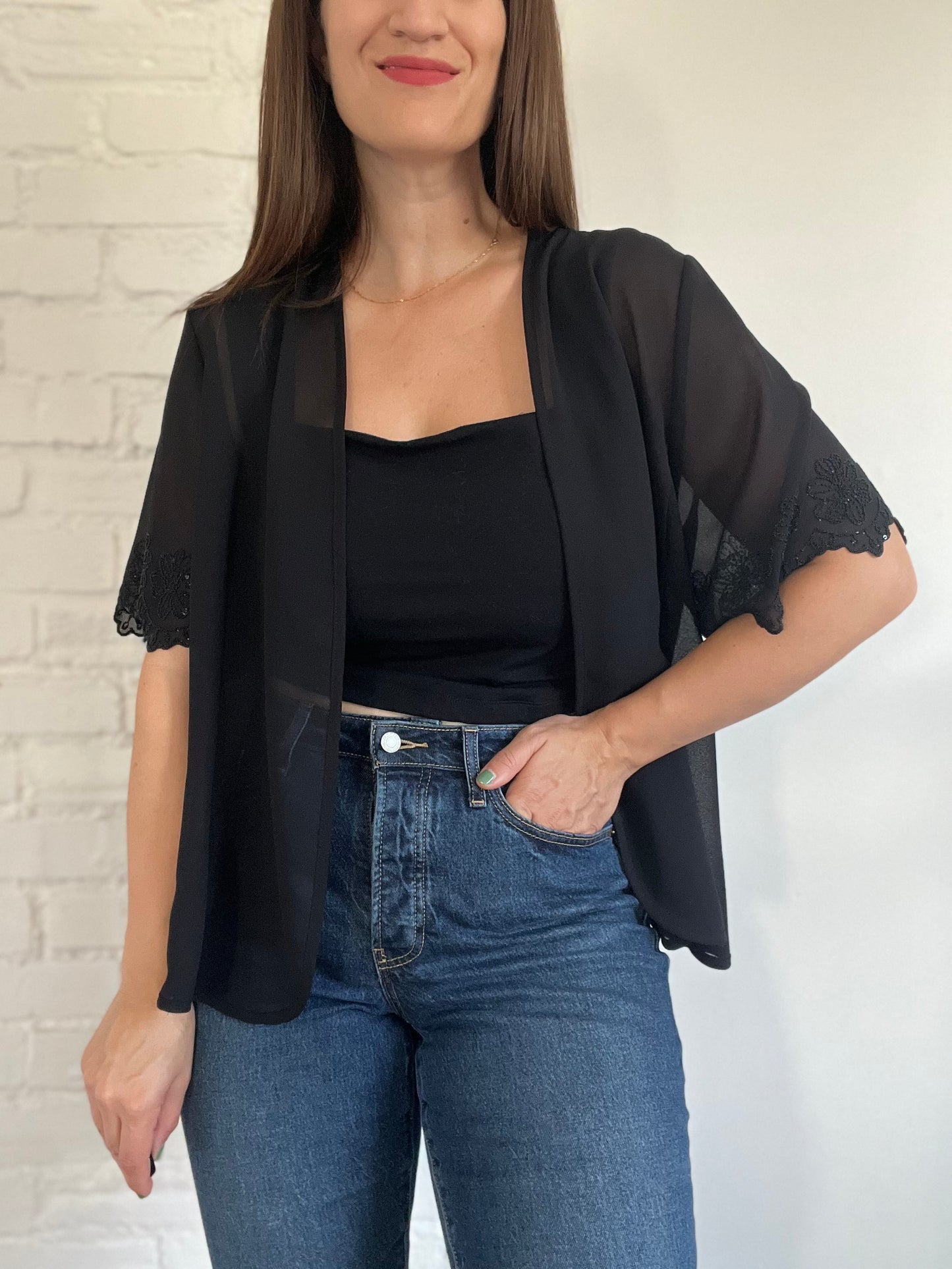 Black Sheer Topper - Size L