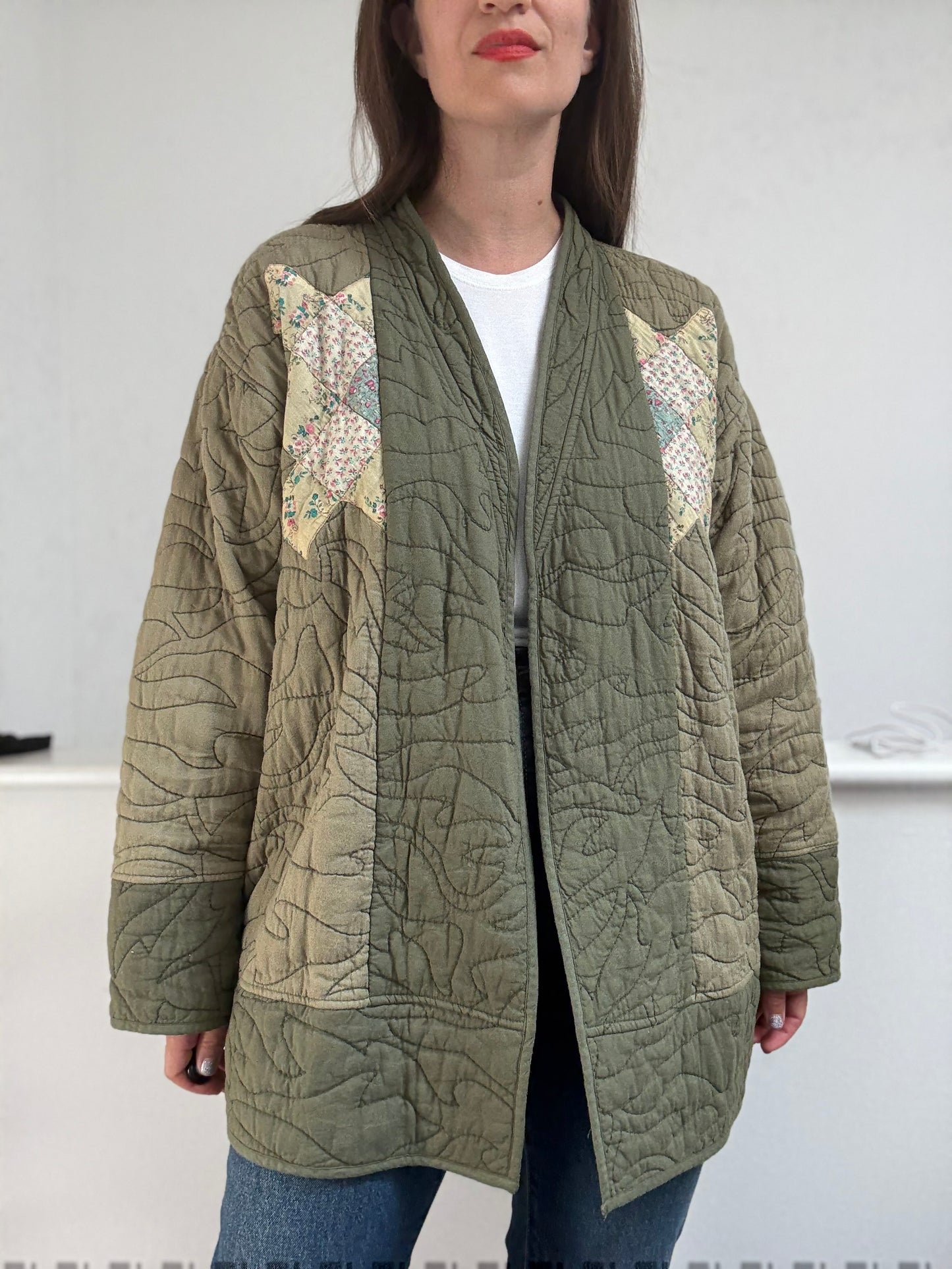 Anthro Quilted Patchwork Jacket - Size XL