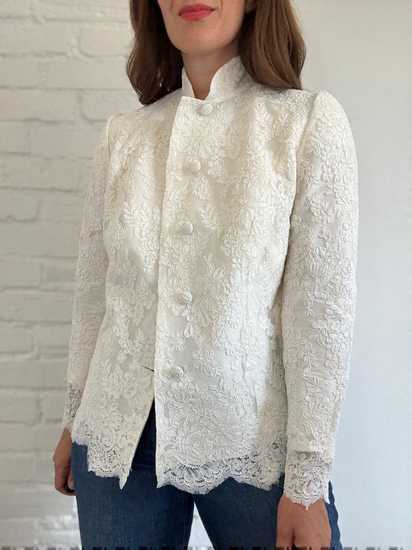 White Scalloped Lace Jacket - Size S/M