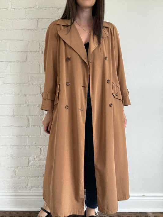 Detailed Camel Trench Coat - Size L