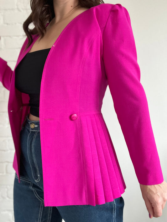Pink Pleated Blazer - Size S