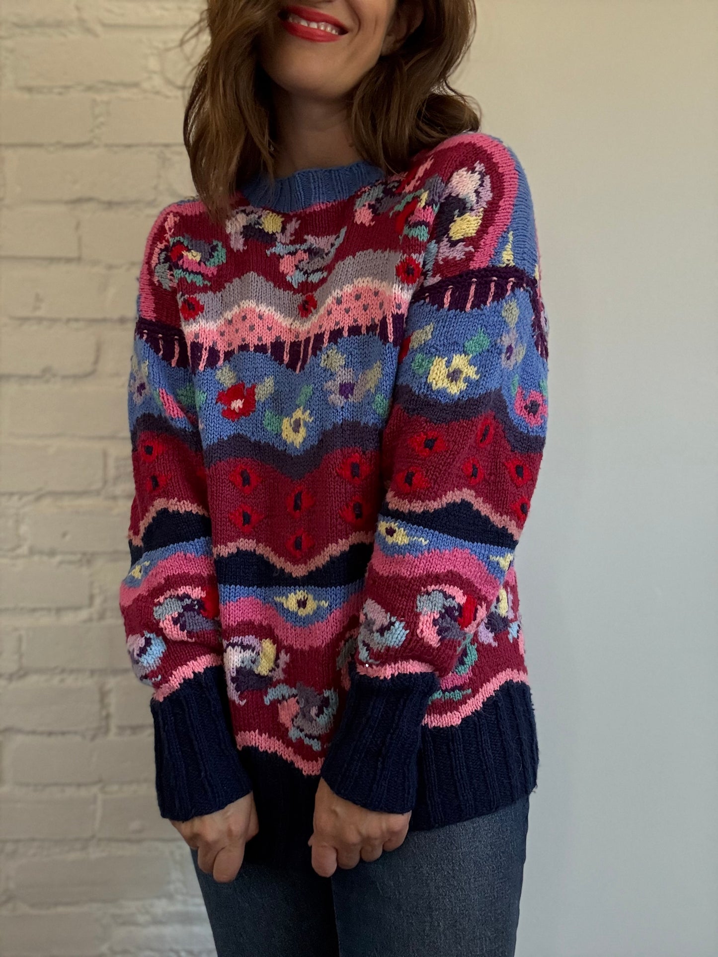 Vintage Abstract Knit Sweater - Size L
