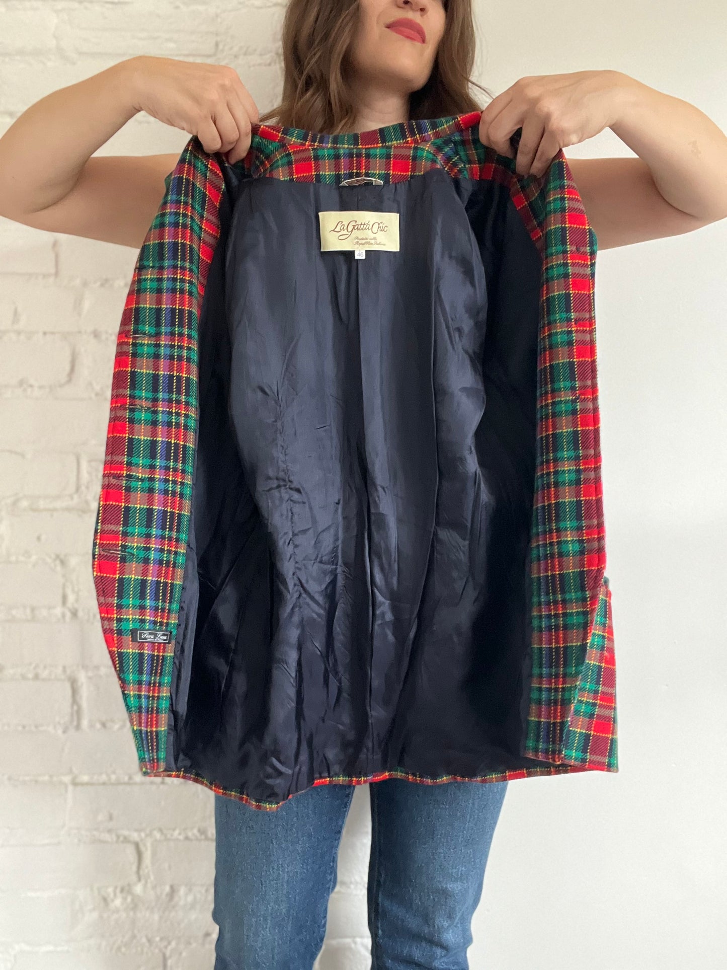 Festive Plaid Blazer - S