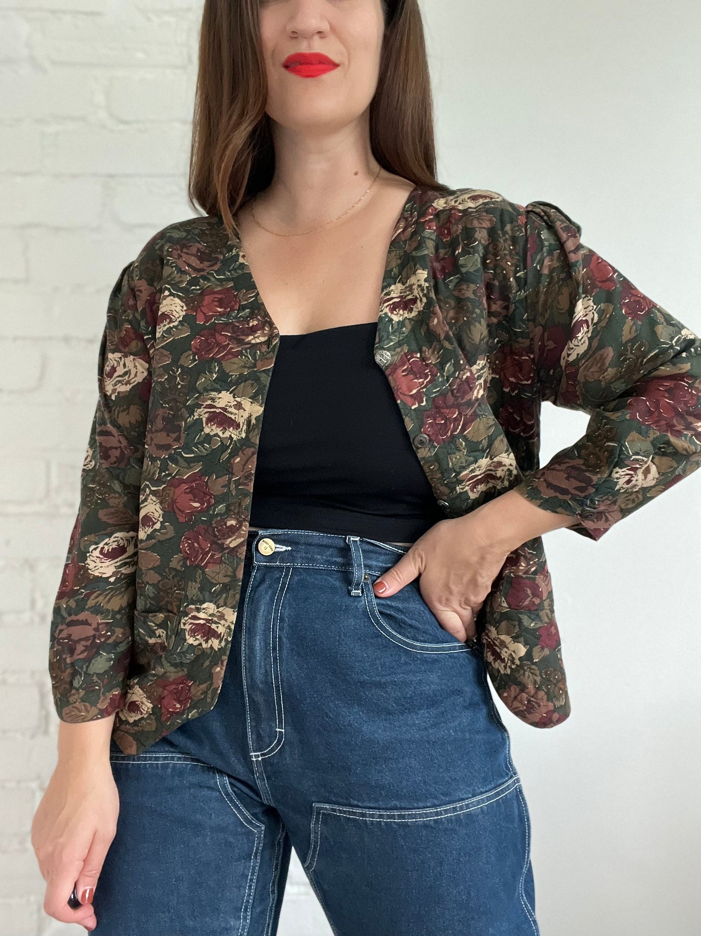 Autumn Florals Quilted Jacket - L