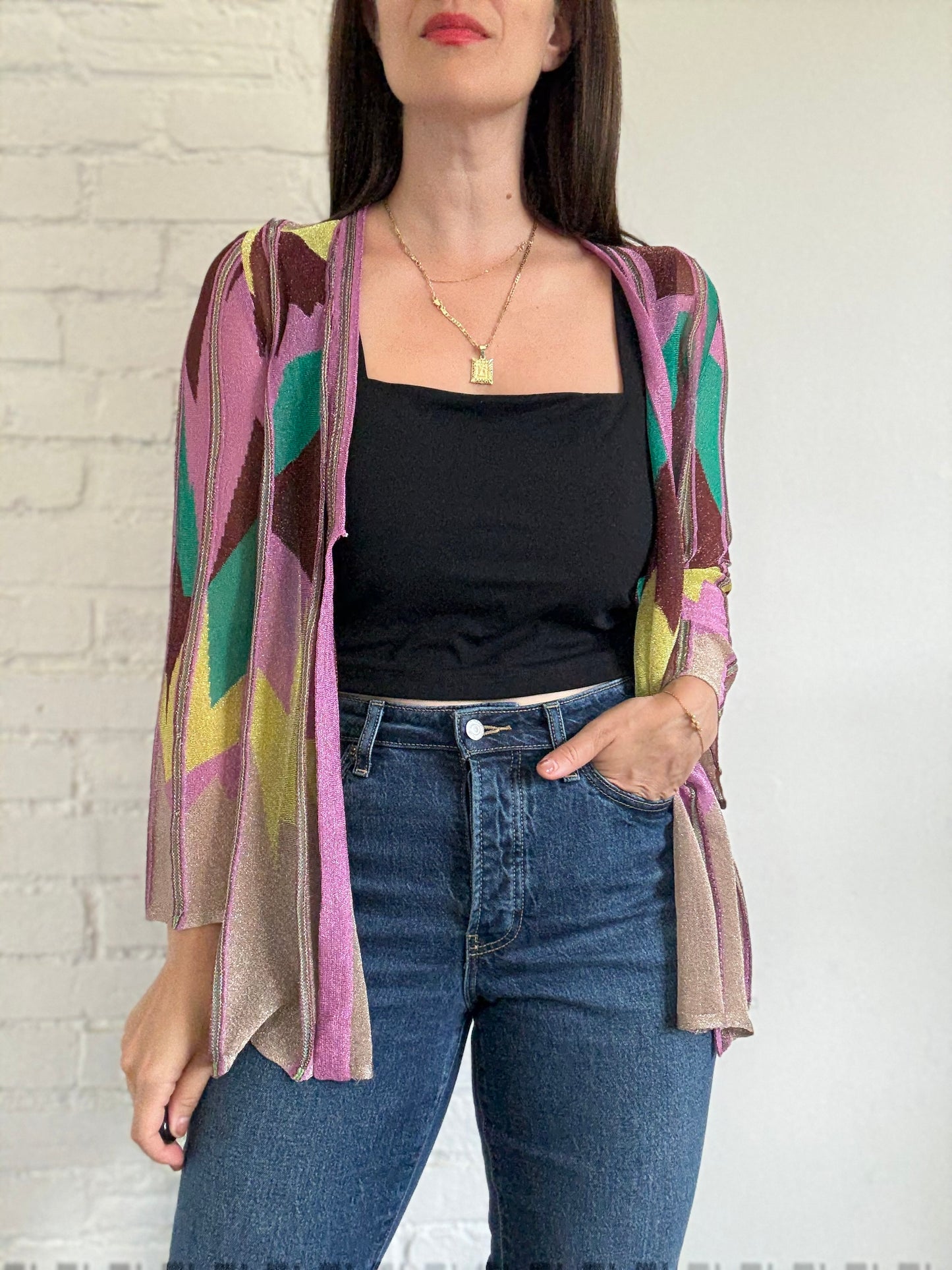 Metallic Abstract Cardigan - Size M/L