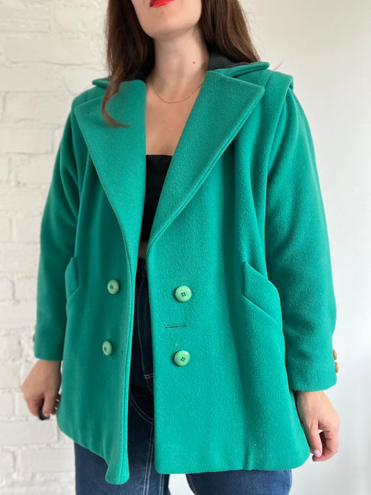 Emerald Green Vintage Coat - L