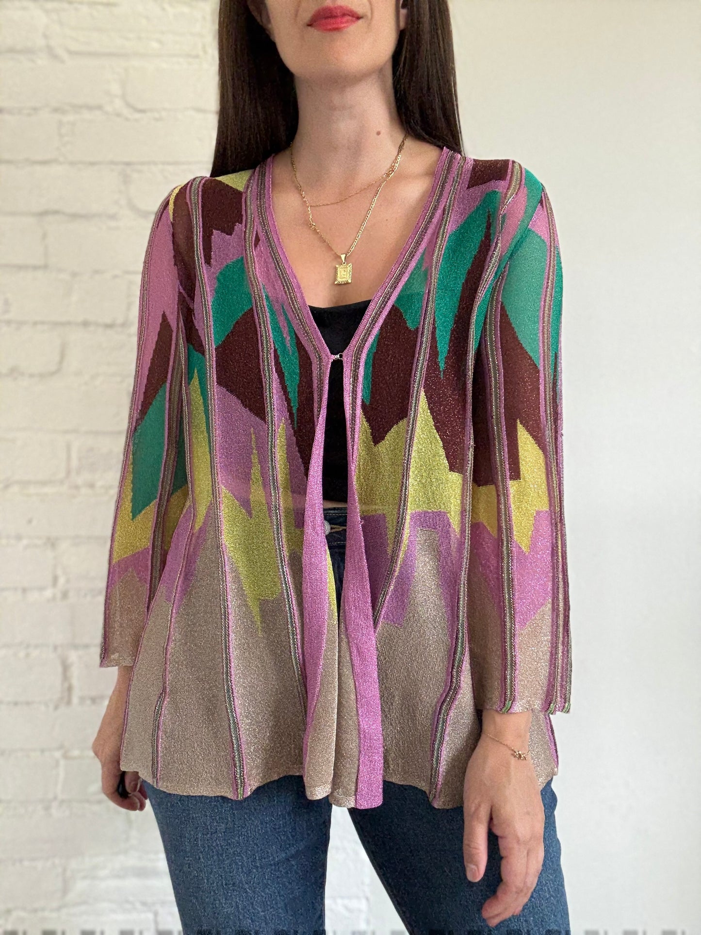 Metallic Abstract Cardigan - Size M/L