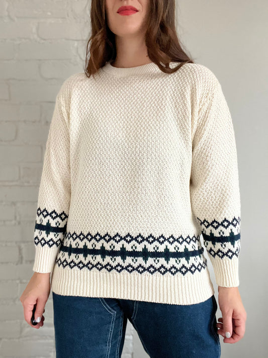 100% Cotton Fisherman Sweater - Size M (Oversized)