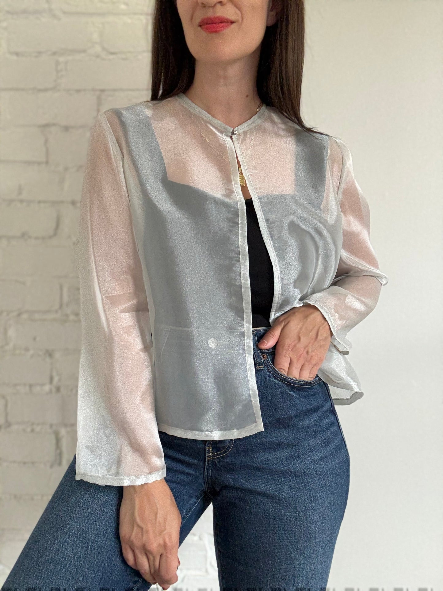 Diamond Silver Mesh Cardigan - Size L