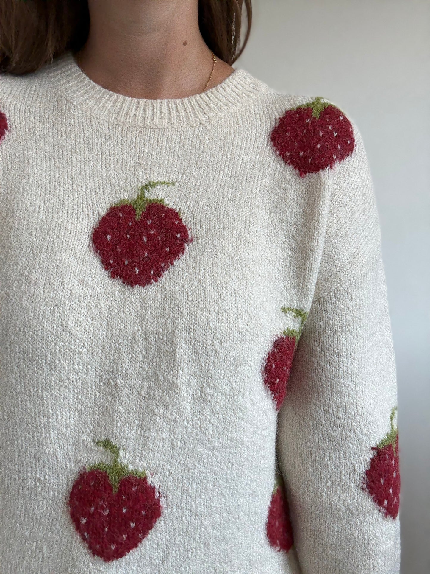 Strawberry Fluffy Sweater - Size M