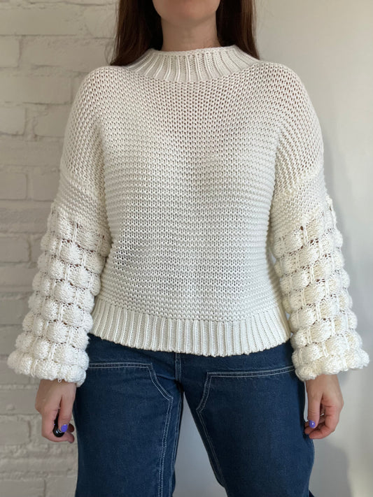 Bubble Sleeve Ivory Knit - L